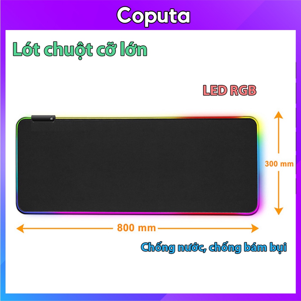 Miếng lót chuột Coputa Pad chuột chơi game cỡ lớn có LED chống trượt