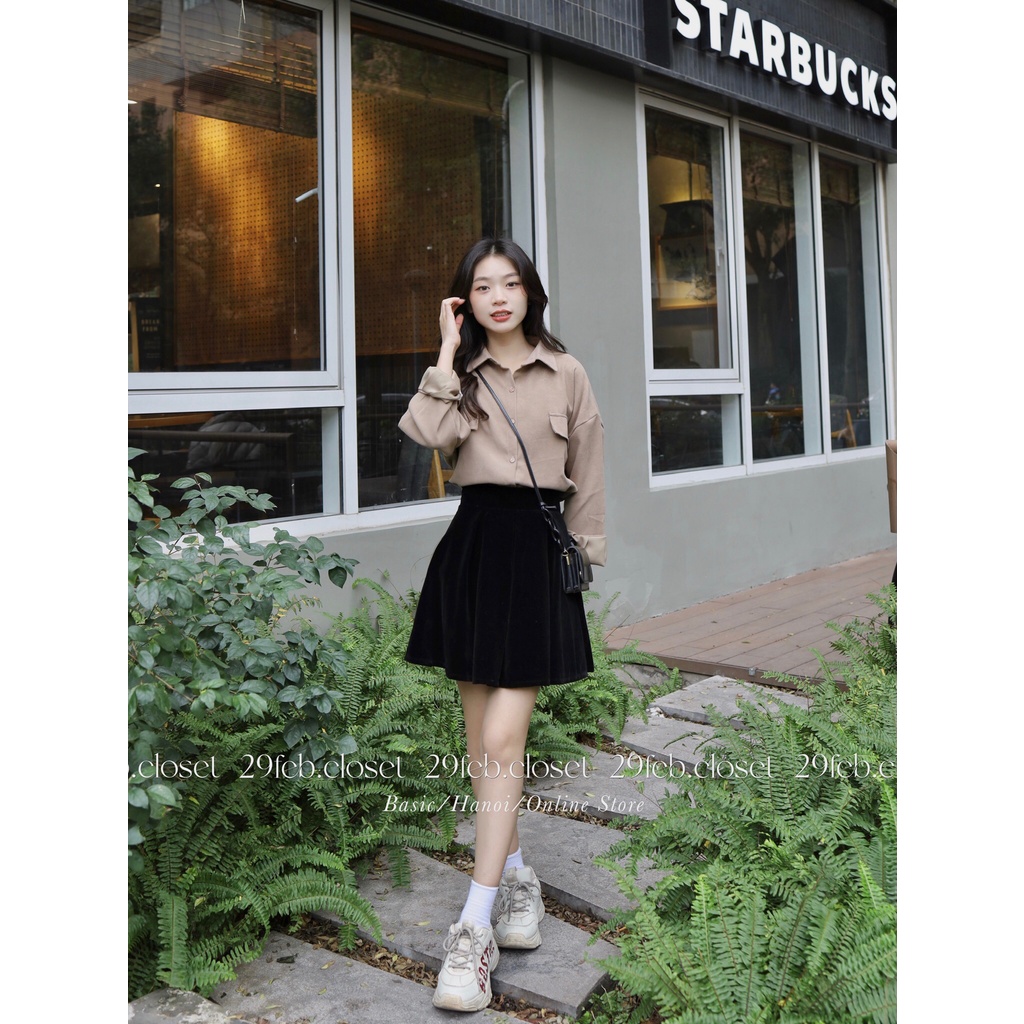 Sơ mi nhung chéo 2 túi nắp - 29feb.closet - A183