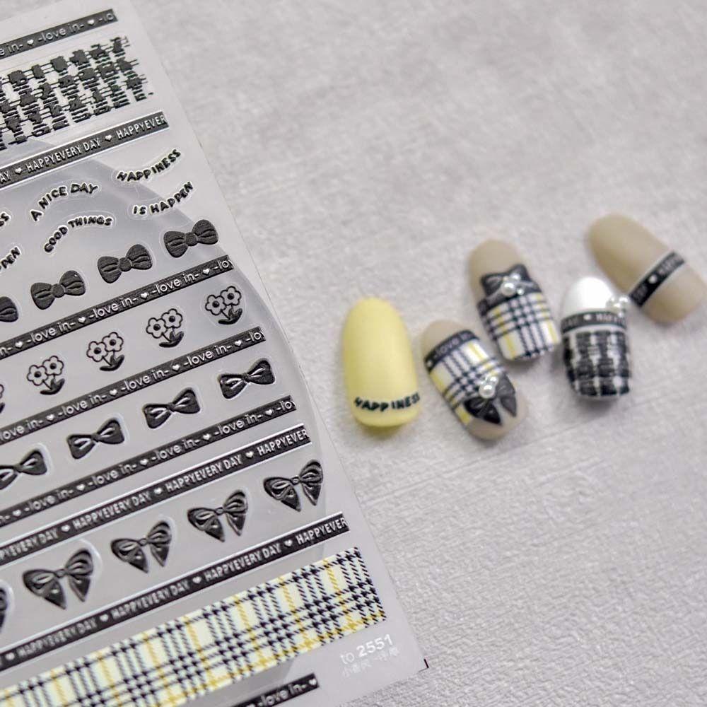 LOMBARD Miếng Dán Trang Trí Móng Tay Họa Tiết Hình Thoi / Chữ Tiếng Anh Thời Trang Cho Nữ