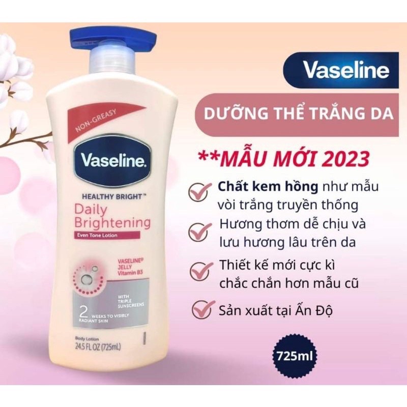 🌺🌺SỮa DƯỡng THể Vaseline Trắng da Healthy-White Lightening-Mỹ-725ml