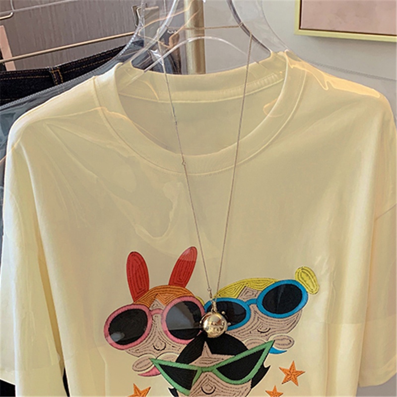 NRVP Áo Thun 100% Cotton Tay Ngắn Dáng Suông In Họa Tiết Hoạt Hình Phong Cách Hàn Quốc Thời Trang Unisex Size 5XL