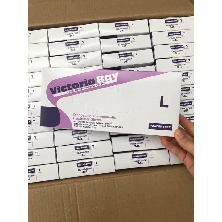 Size M, L  - Hộp 100 Găng Tay Siêu Dai Victoria Bay Sử Dụng Cả Năm