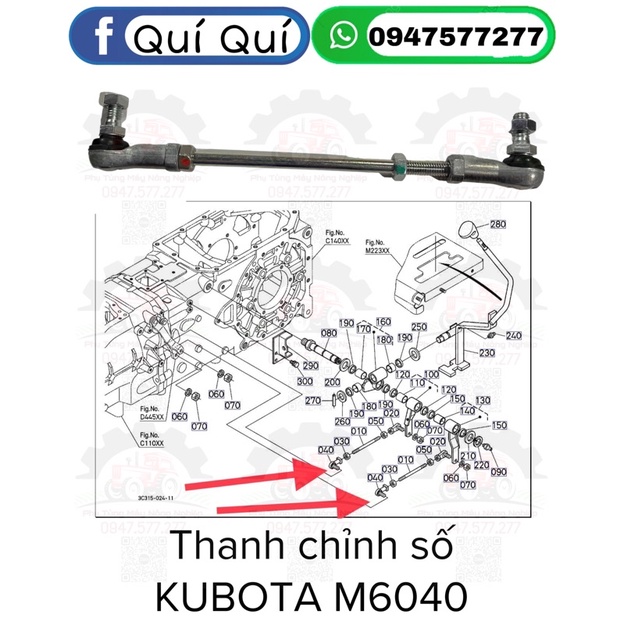 Thanh chỉnh số máy cày KUBOTA M6040