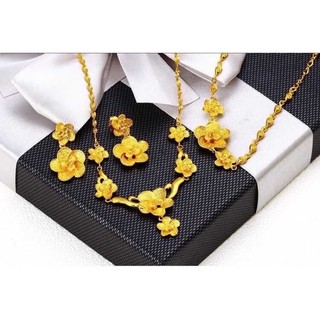 Set bộ cưới cô dâu chạm hoa mai 3 món cao cấp mạ vàng 24