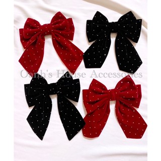 Nơ cài áo nhung đính đá (ghim cài áo bằng thép 316 k gỉ)