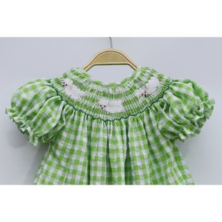 ĐẦM SMOCK CỪU CARO XANH