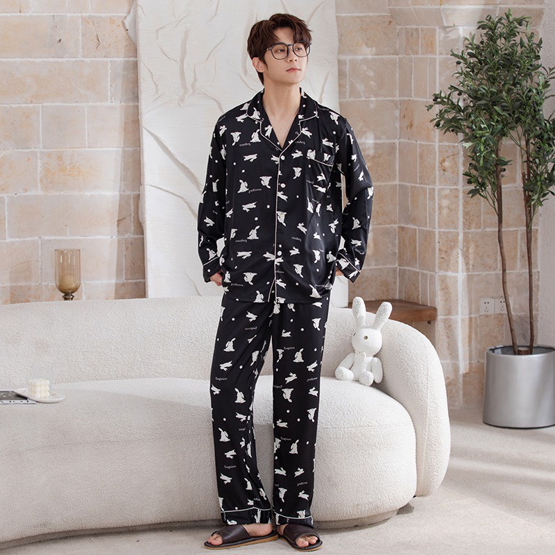 Đồ bộ ngủ Pyjama lụa tơ  tay dài quần dài couple DD60