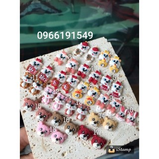 Mèo bột Thần Tài trang trí móng, gấu bột, hoa bột nail