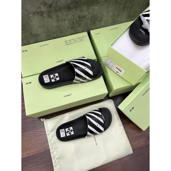 🔥HÀNG Quảng Châu🔥Dép HƯỞNG ĐÁ ,dép quai ngang off white nam nữ màu đen siêu đẹp