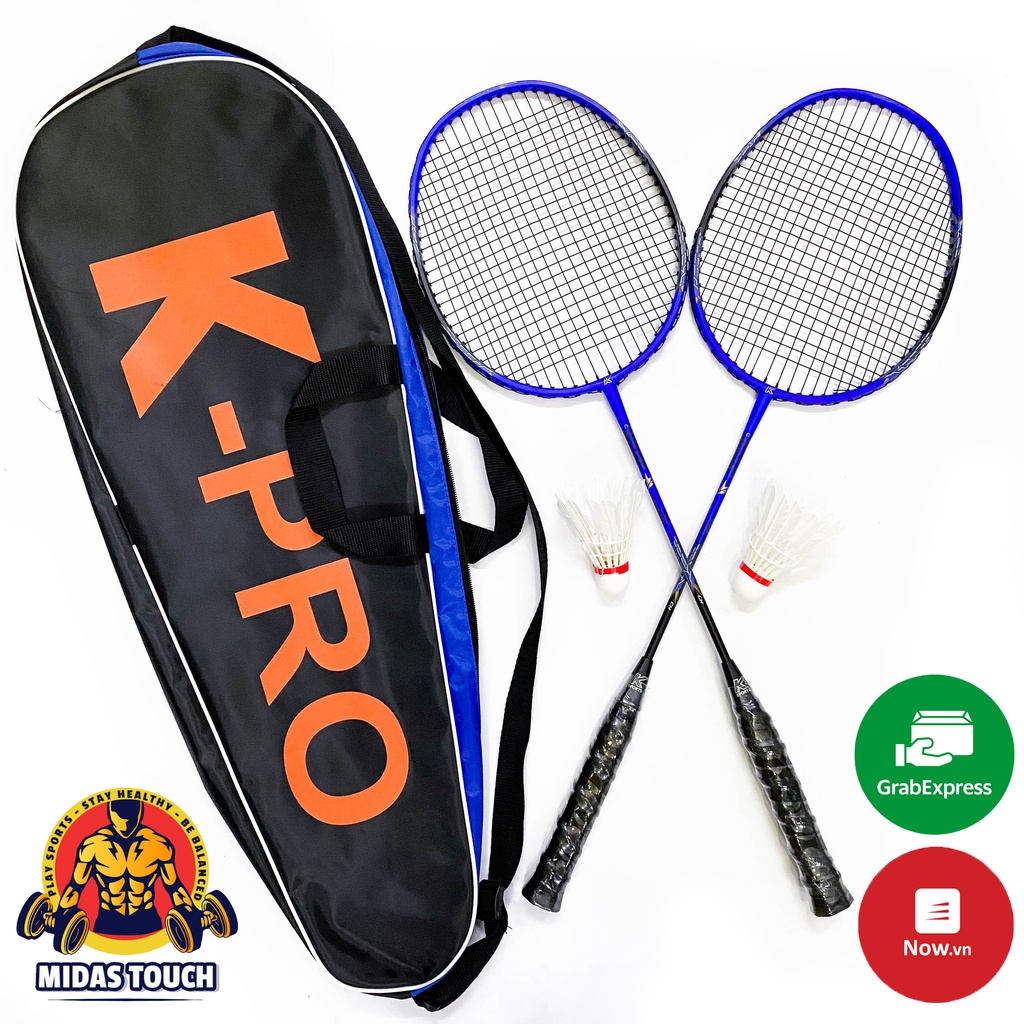 Cặp 2 Vợt Cầu Lông K-PRO Khung Cacbonex Chống Trầy Lực Căng 8kg - Tặng 2 Trái Cầu Lông Kèm Túi Đựng Vợt Cao Cấp