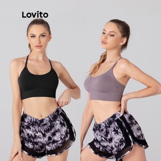 Áo ngực Lovito màu trơn thiết kế đẹp mắt phong cách thể thao L05223 màu tím