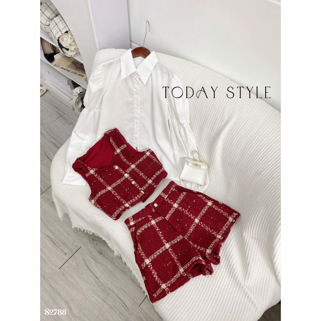 Set Áo Gile Quần Short Kèm Sơmi TODAY STYLE S2788 Sang Trọng