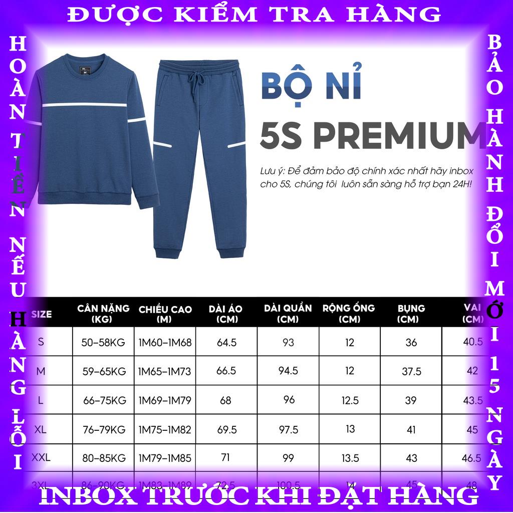 Bộ Quần Áo Nỉ Nam 5S, Chất Cotton Mềm Mịn,Thiết Kế In Sọc Năng Động (BNI22030) letuan