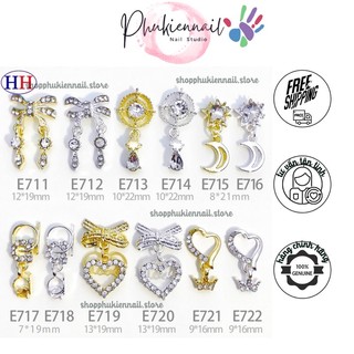 Charm gắn đá cao cấp cham nail hình trái tim con gấu