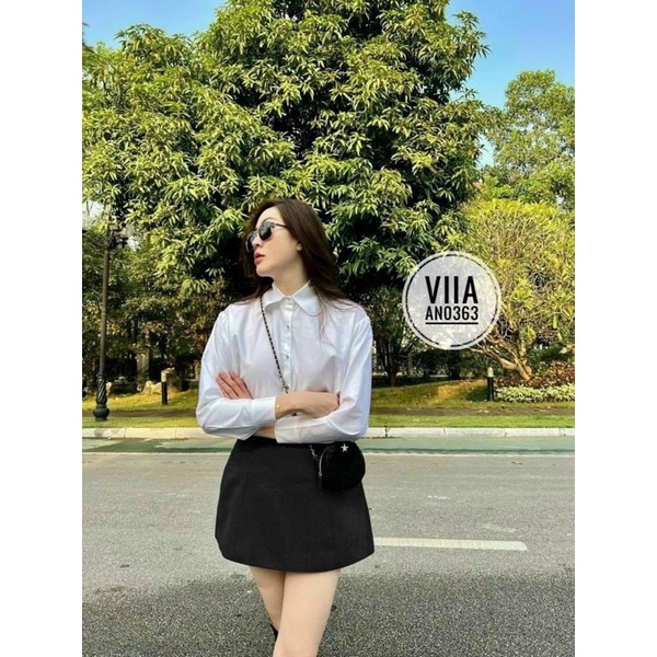 Sơ mi Cổ sen trắng dài tay AN0363 VIIA DESIGN