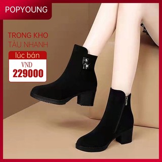 Giày bốt cao gót thời trang vintage cho nữ