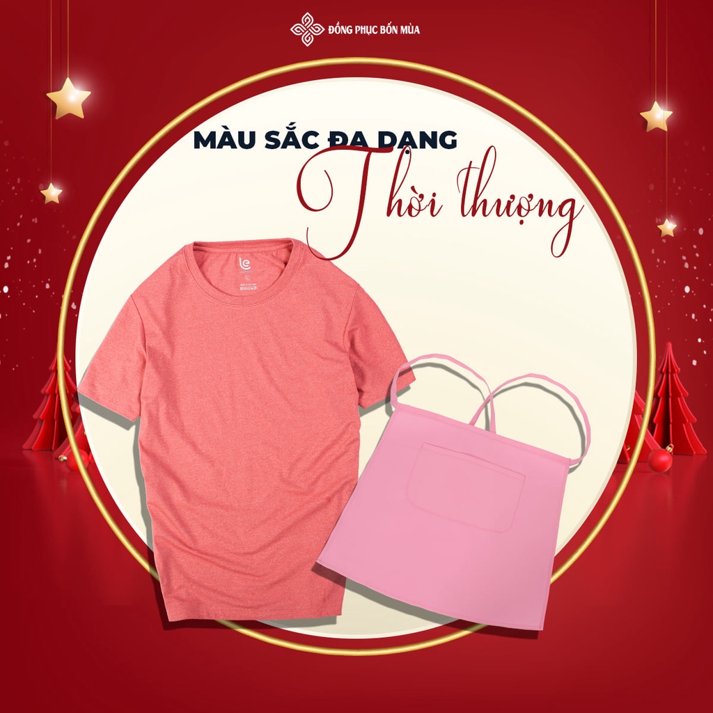 Combo Áo thun ngắn tay và tạp dề ngắn cao cấp cho nhân viên phục vụ Nam Nữ sẵn hàng kèm video