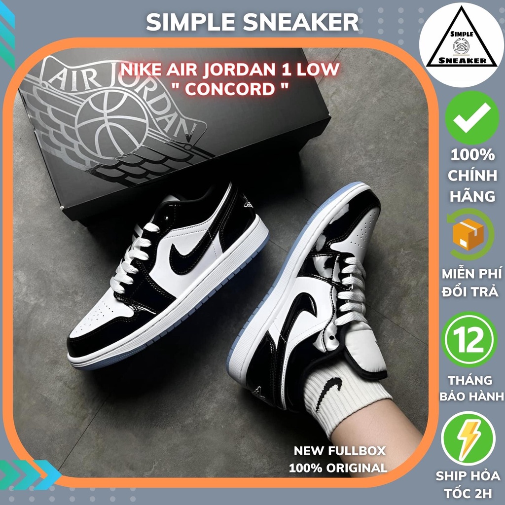 Giày Nike Air Jordan 1 Low Concord Chính Hãng 🔴SIMPLE SNEAKER🔴 Jordan 1 Panda Cổ Thấp Màu Đen Trắng [DV1309-100]