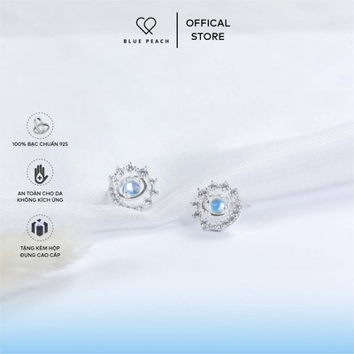 Khuyên Tai Bạc 925 Blue Peach Milky Way VN - Moonstone KT624