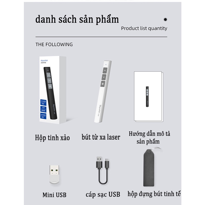 Bút Trình Chiếu Powerpoint Không Dây，bút chiếu laze，Slide Có Thể Điều khiển 2 Màn Hình，L1P Bút Thuyết Trình Lazer