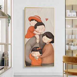 Tranh Gia Đình Ba Mẹ Ông Bà Bé Trai Bé Gái treo tường Phòng Khách, Phòng Ngủ Hành Lang Decor phòng ngủ Quà tặng Tân Gia