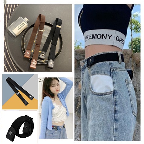 Thắt lưng da PU co giãn màu trơn thời trang năng động cho nữ Thắt Lưng Không Đường May Co Giãn Nhiều Màu Sắc Cho Nữ Thắt lưng nữ dây nịt nữ đẹp da PU khóa vuông kim loại phong cách Hàn Quốc  Thắt lưng nữ chữ nhật, tròn không lỗ Dây nịt học sinh