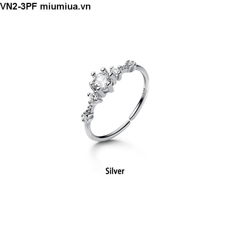 Nhẫn Hở Mạ Bạc 925 Đính Đá Zircon Phong Cách Hàn Quốc Cho Nữ