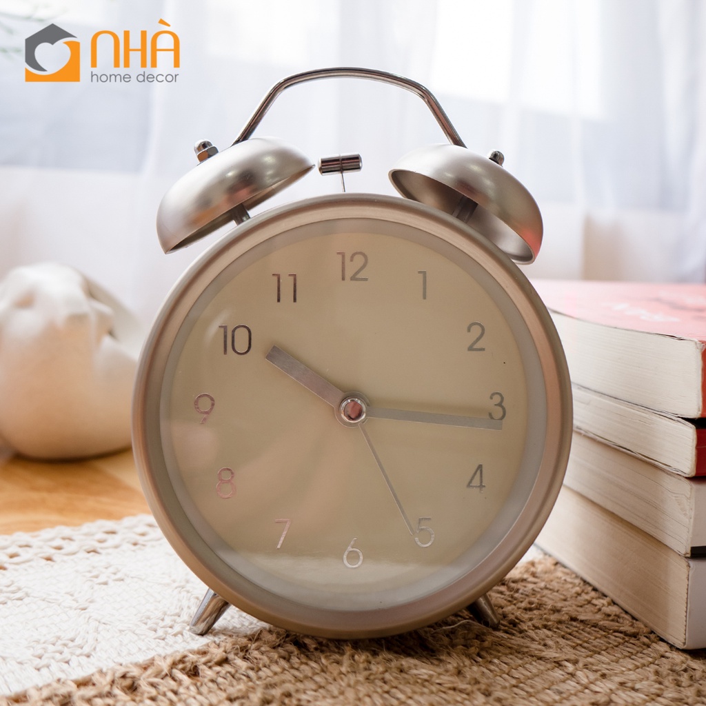 Đồng Hồ Báo Thức Inox Sáng Tạo Kim Trôi Yên Tĩnh