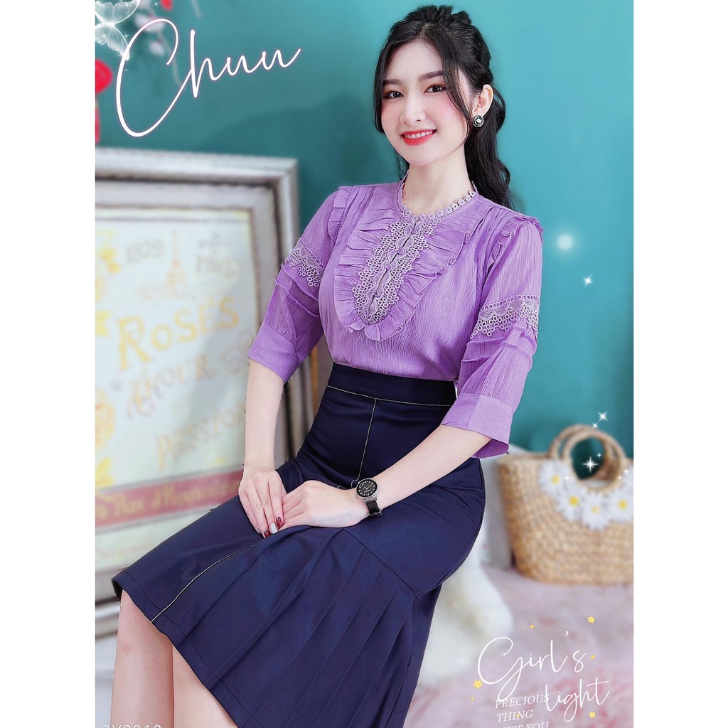 Áo sơ mi công sở nữ tơ nhũ tomato CHUU A8228