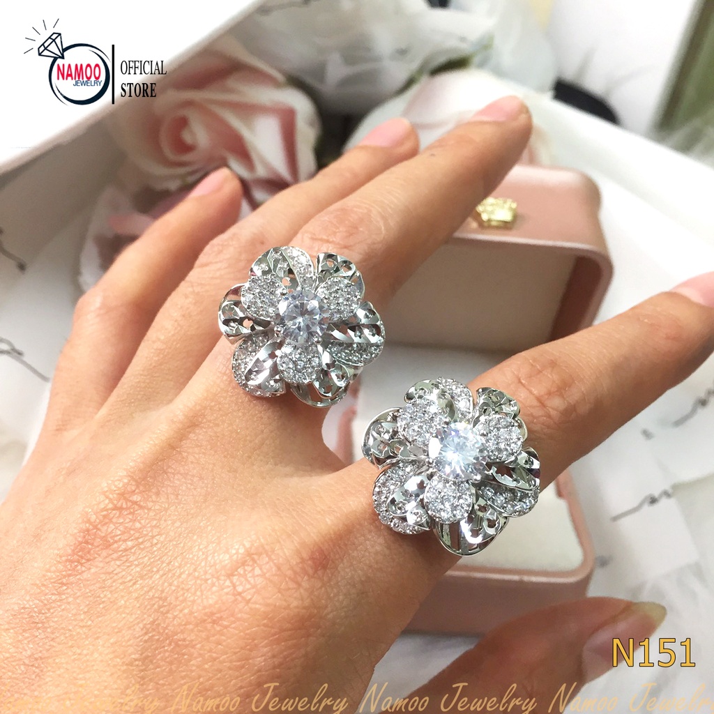 Nhẫn Hoa Đính Đá Tinh Xảo Và Sang Trọng Quý Phái  N151 Namoo Jewelry