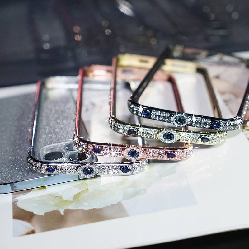 Ốp Điện Thoại Chống Sốc 3 Trong 1 Bằng Nhôm Đính Đá Lấp Lánh Cho iPhone 14 13 12 11 Pro Max Plus