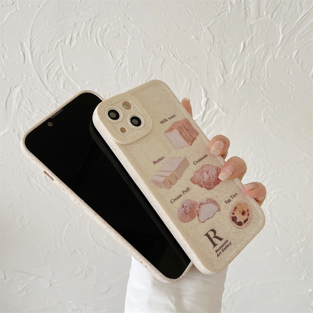 Ốp Điện Thoại TPU Mềm Chống Sốc Họa Tiết Bánh Mì / Trà Sữa Chiều Kiểu Retro Cho IPhone 14 13 12 11 Pro Max X XR 8 7 Plus