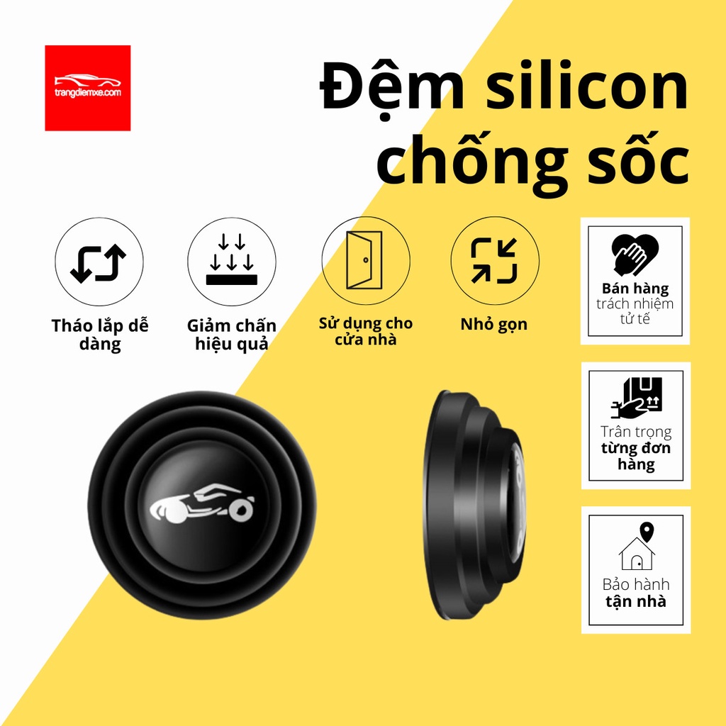 Bộ 2 Đệm Silicon Chống Sốc Cửa Xe Tự Dính Đệm Cao Su Cách Âm, Chống Va Đập Trangdiemxe 4 By-1116