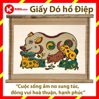 Tranh Đông Hồ, Bức Đàn lợn, lợn đàn (không khung tranh) trang trí nhà cửa hàng, quán cà phê cafe, phòng khách, trang trí