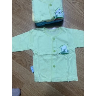 Áo dài tay cúc giữa cho bé trai bé gái từ sơ sinh đến 9kg chất cotton màu dày dặn in hình