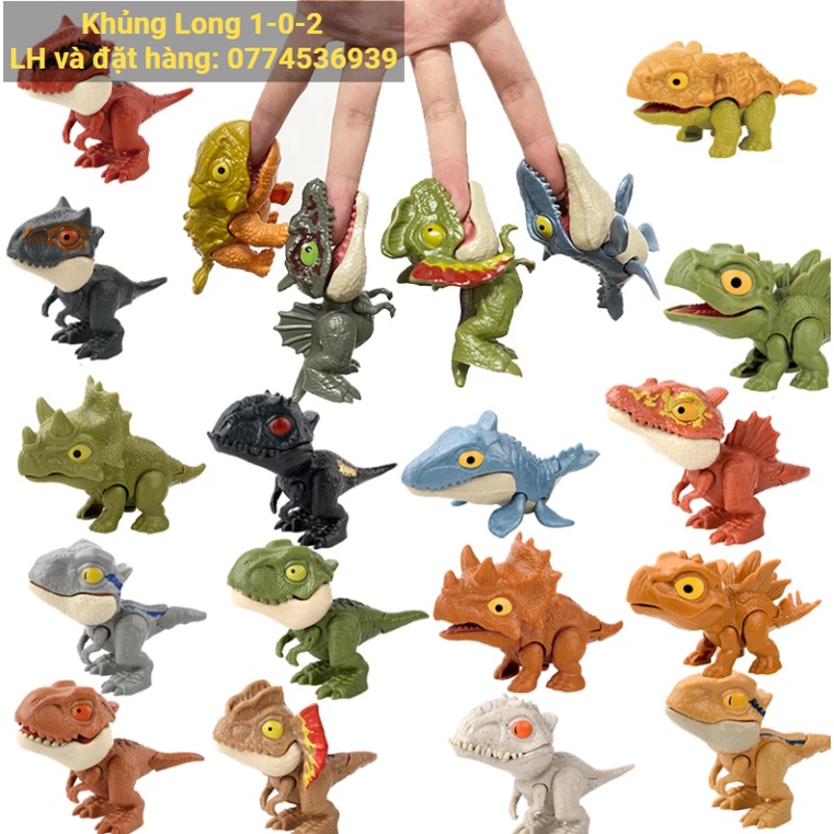 Đồ Chơi Khủng Long Cắn Ngón Tay Indoraptor Xám Mô Hình Bằng Nhựa Hàm Có Lò Xo Vui Nhộn