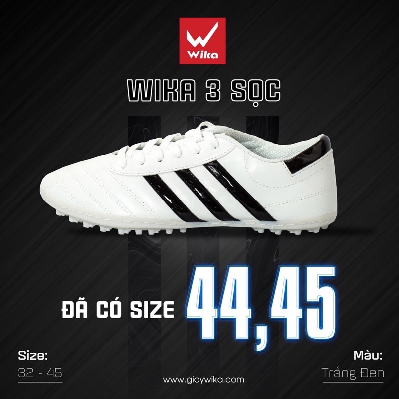 Giầy bóng đá phủi WIKA 3 sọc CT3 chính hãng đế thấp TF