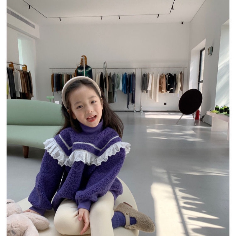Quần Legging Vải Lông Màu Trơn Co Giãn Thời Trang Mùa Đông Mới Cho Bé Gái