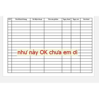 SỔ theo dõi Khách hàng thuê VÁY