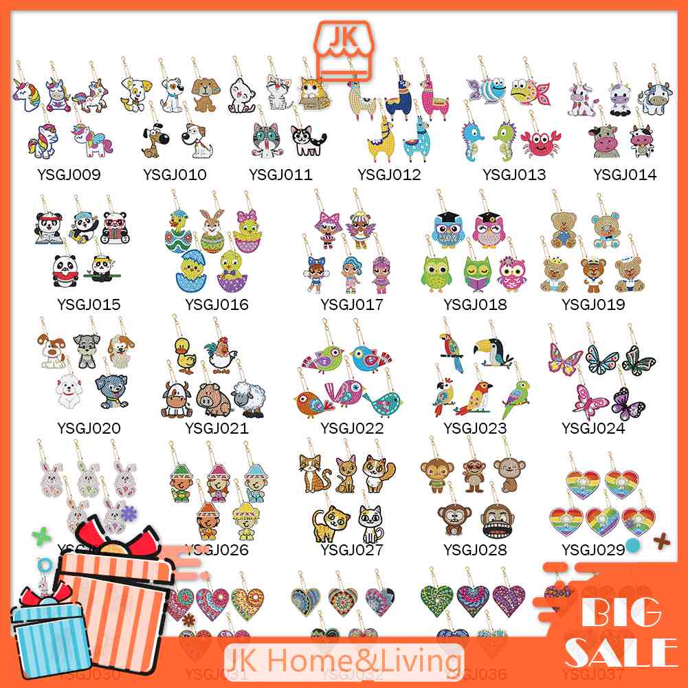 Set 5 Móc Khóa Đính Hạt Nhựa Acrylic DIY