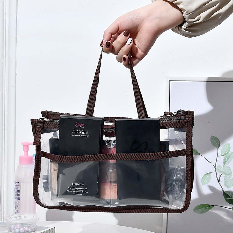 Túi Đựng Mỹ Phẩm Bằng EVA Trong Suốt Hai Lớp Có Khóa Kéo Tiện Dụng