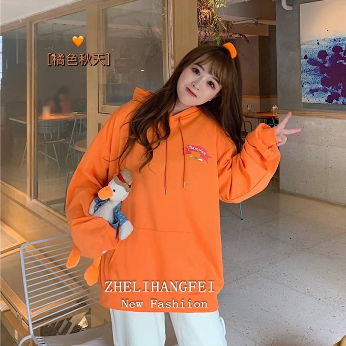 ZHELIHANGFEI Áo len tay dài rộng in hình cá tính thời trang