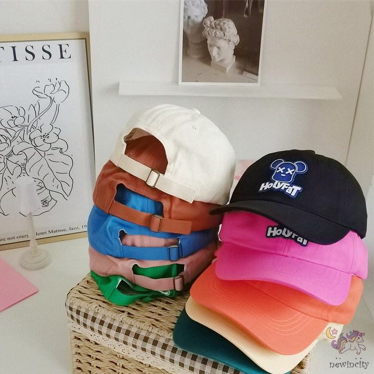 Mũ Lưỡi Trai Bằng Da Hình Chú Gấu Màu Kẹo Ngọt Phong Cách Hàn Quốc Cho Bé