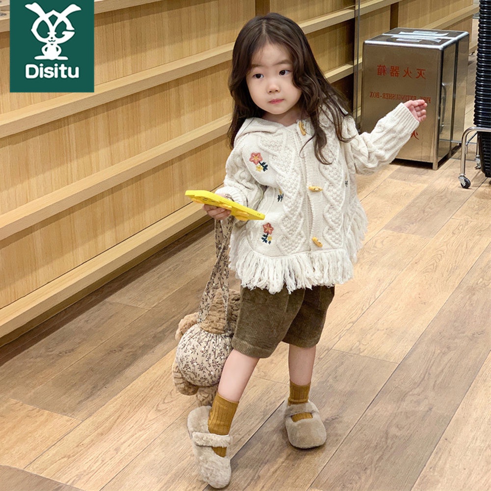 Áo Khoác Cardigan Dệt Kim Thêu Tua Rua Phong Cách Mori Dành Cho Bé Gái