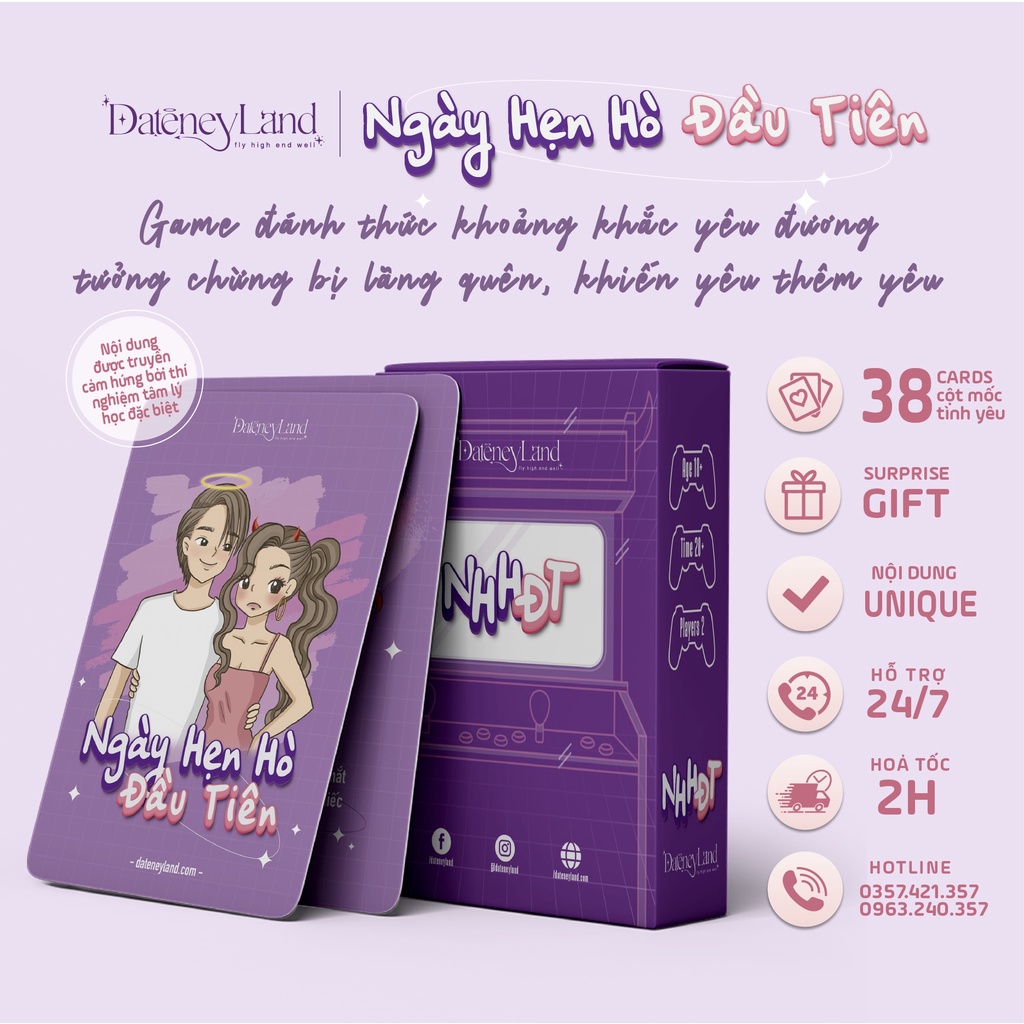 Bộ bài NGÀY HẸN HÒ ĐẦU TIÊN, Dành cho cặp đôi khám phá nội tâm đối phương, hiểu để yêu. DATENEYLAND