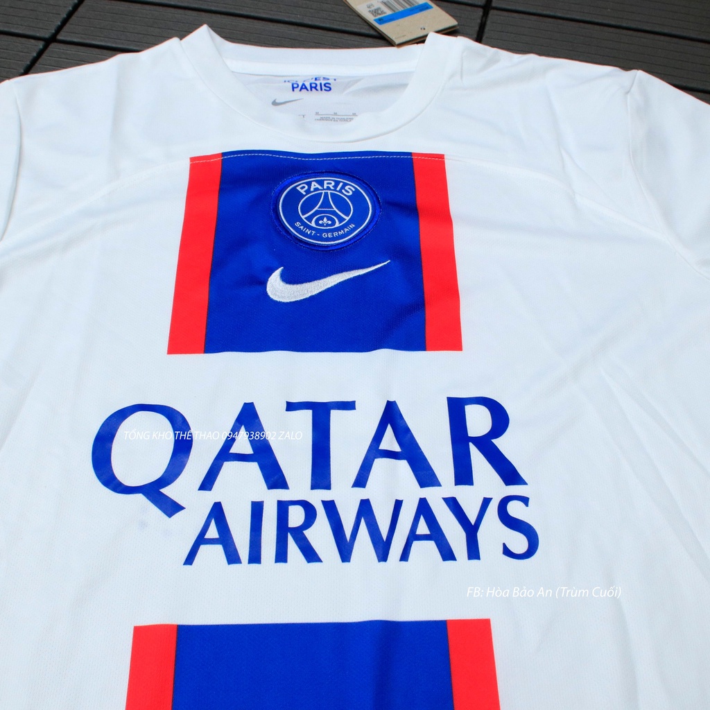 Áo Bóng Đá/Bộ quần áo bóng đá CLB PSG 2023 hàng cao cấp màu trắng mới nhất 2023