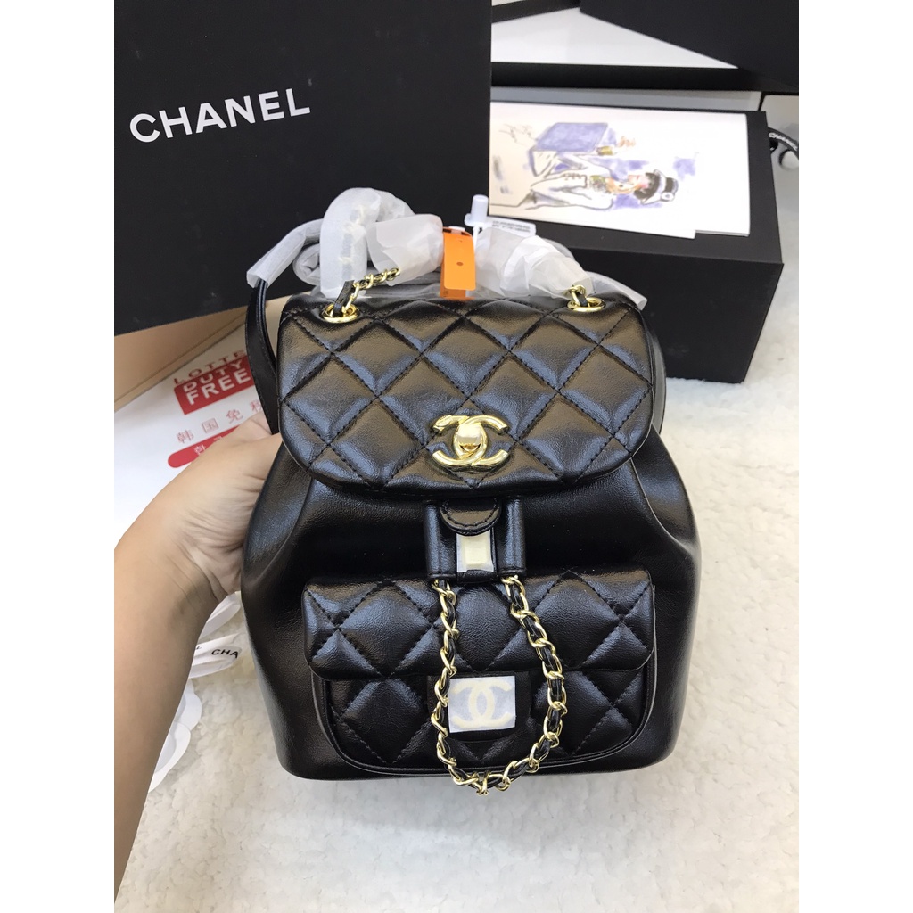 Balo DUMA nắp gập màu đen mini size 20cm full box