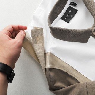 Áo Polo Taupe Placket Block 
