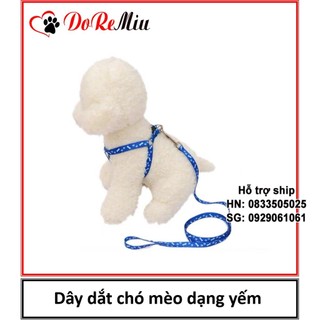 STHA (2 size) Dây dắt chó mèo dạng yếm nhỏ xinh 1 lớp dây xích vải mỏng cho thú cưng nhỏ
