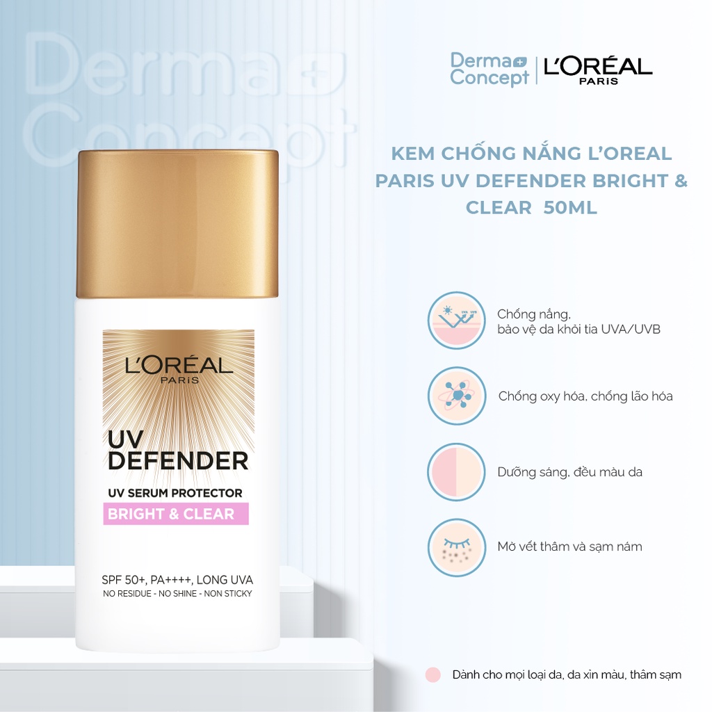 Kem chống nắng nâng tone, giảm thâm, bảo vệ da L’Oreal Paris UV Defender 50ml​